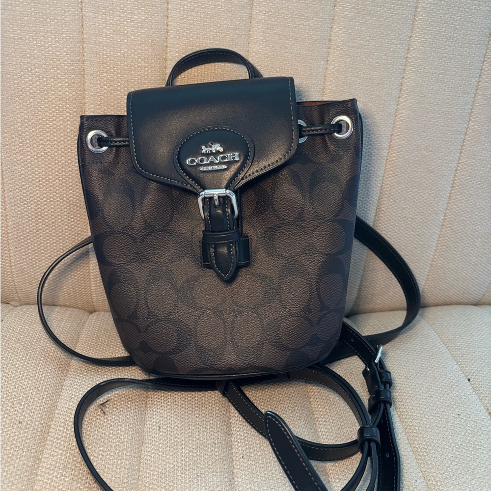 Coach Black and Brown Signature Backpack
